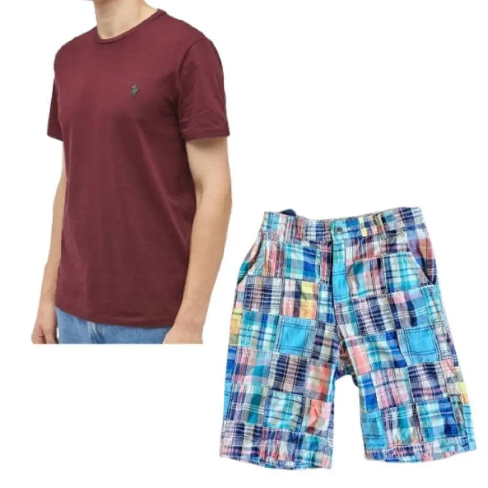 The Childrens Place & Polo Ralph Lauren Checkered Shorts & Shirt Set Size Medium